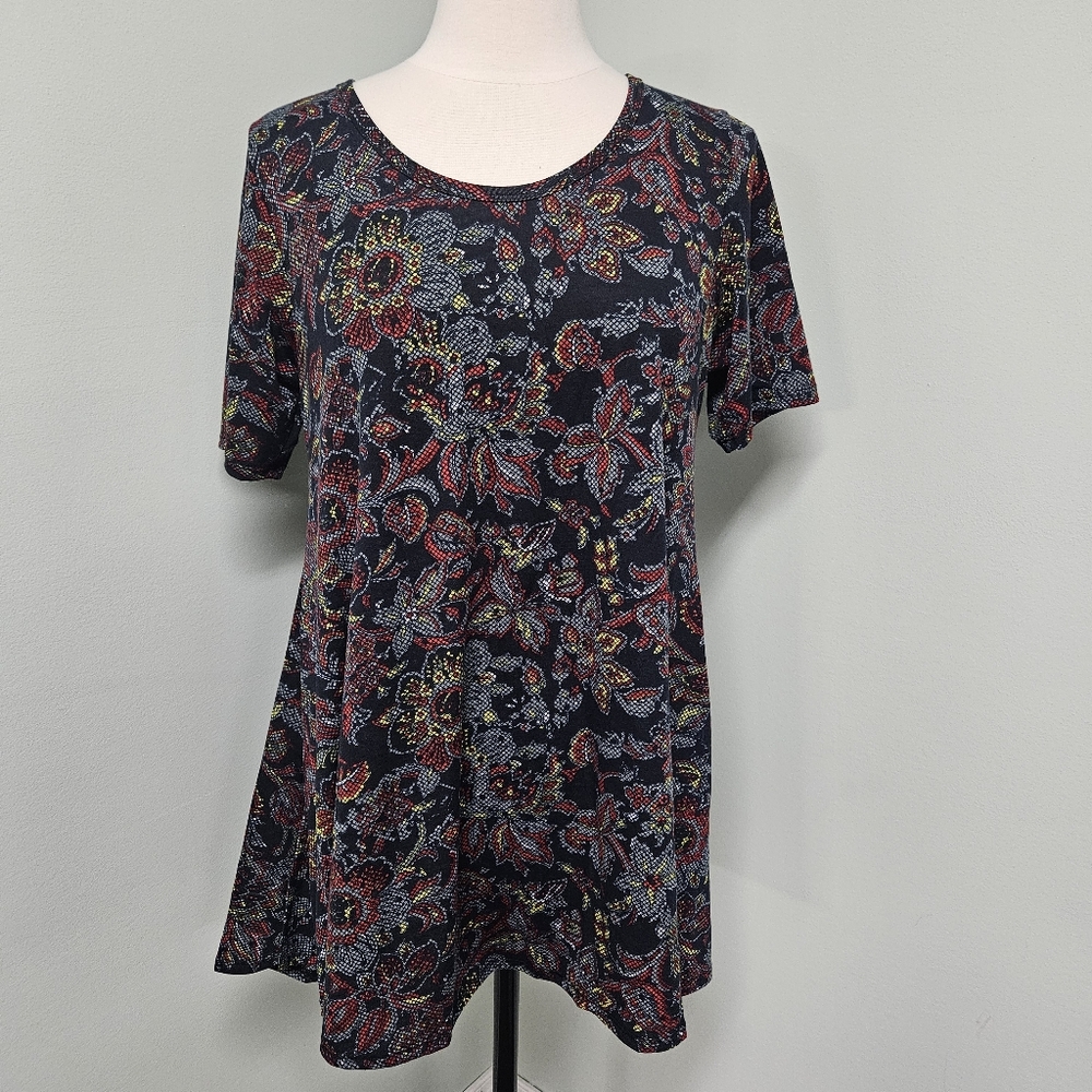 LuLaRoe Red and Blue Relaxed Short Sleeve Tee or Dress Medium